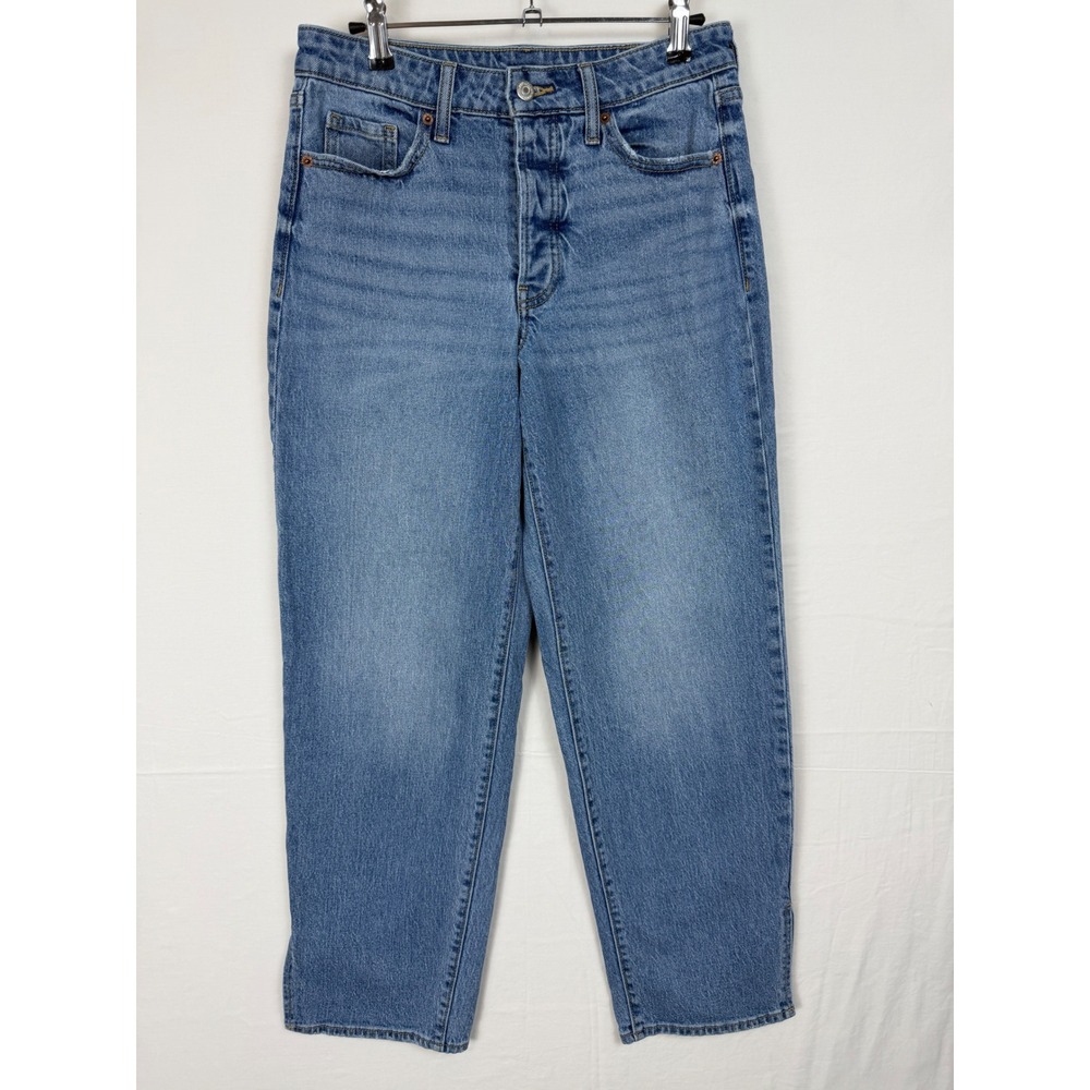 Old Navy Straight Leg Jeans Womens 6 Blue High Rise Side Slit Ankle Denim‎